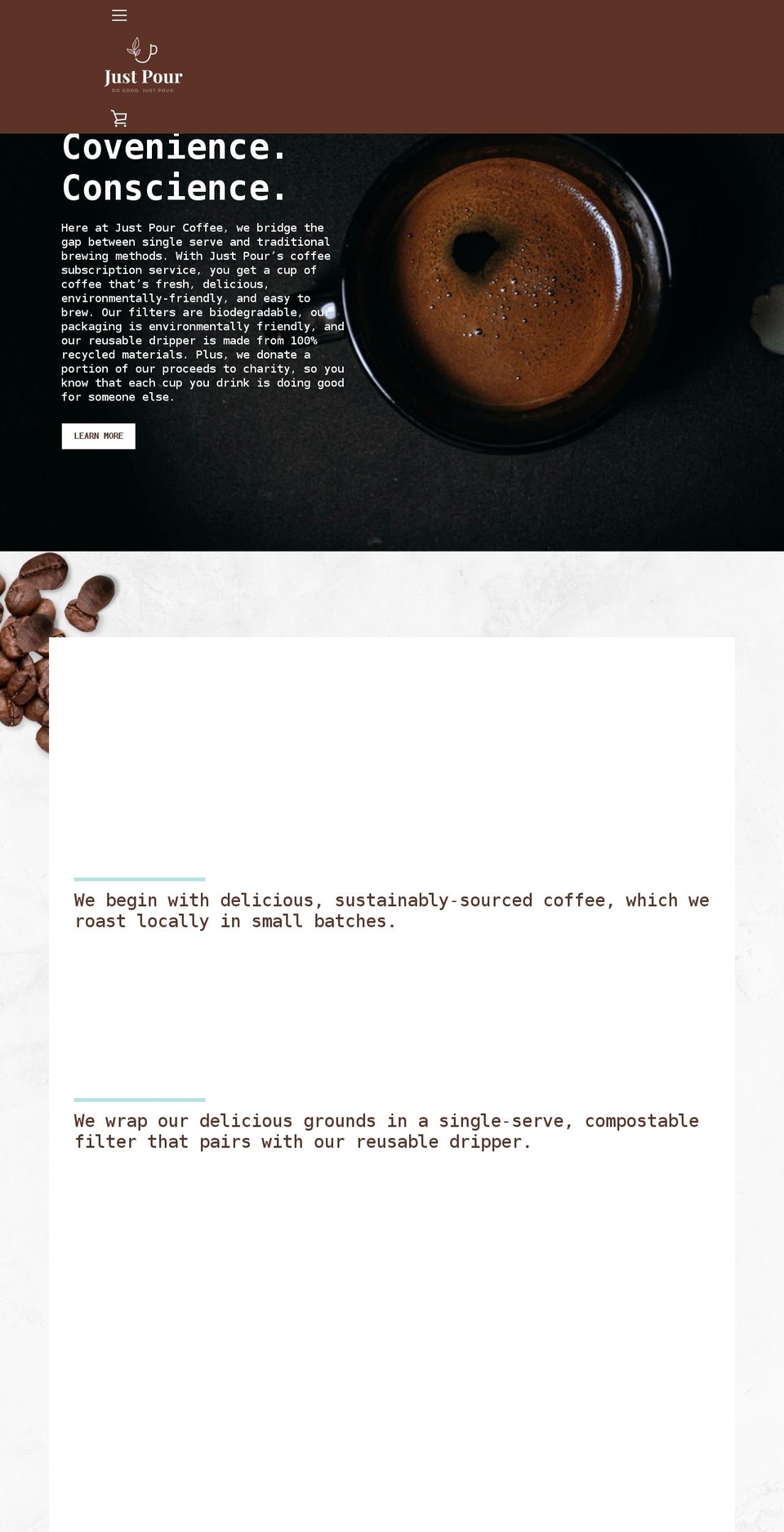 justpourcoffee.com shopify website screenshot