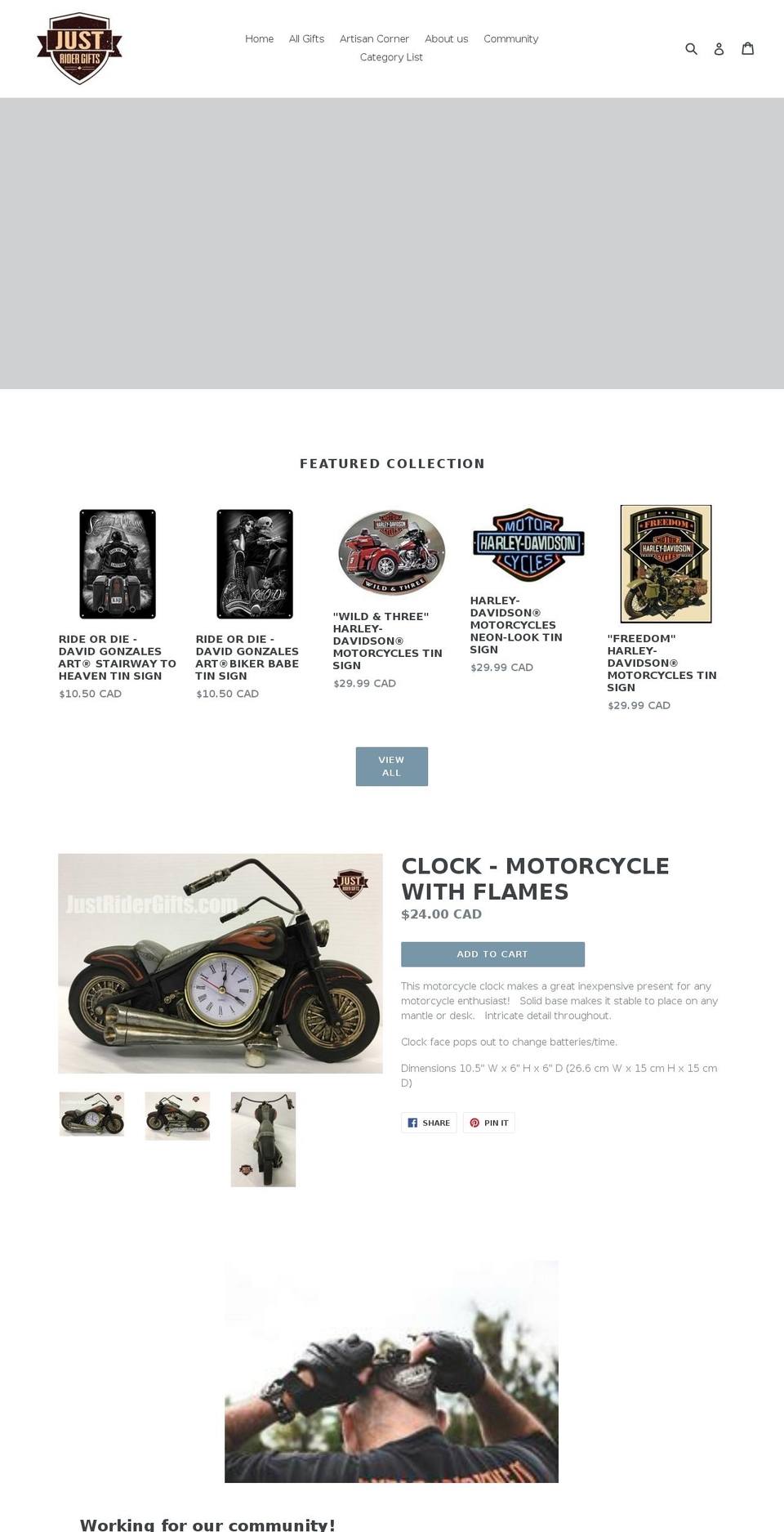 justridergifts.com — Shopify storefront screenshot