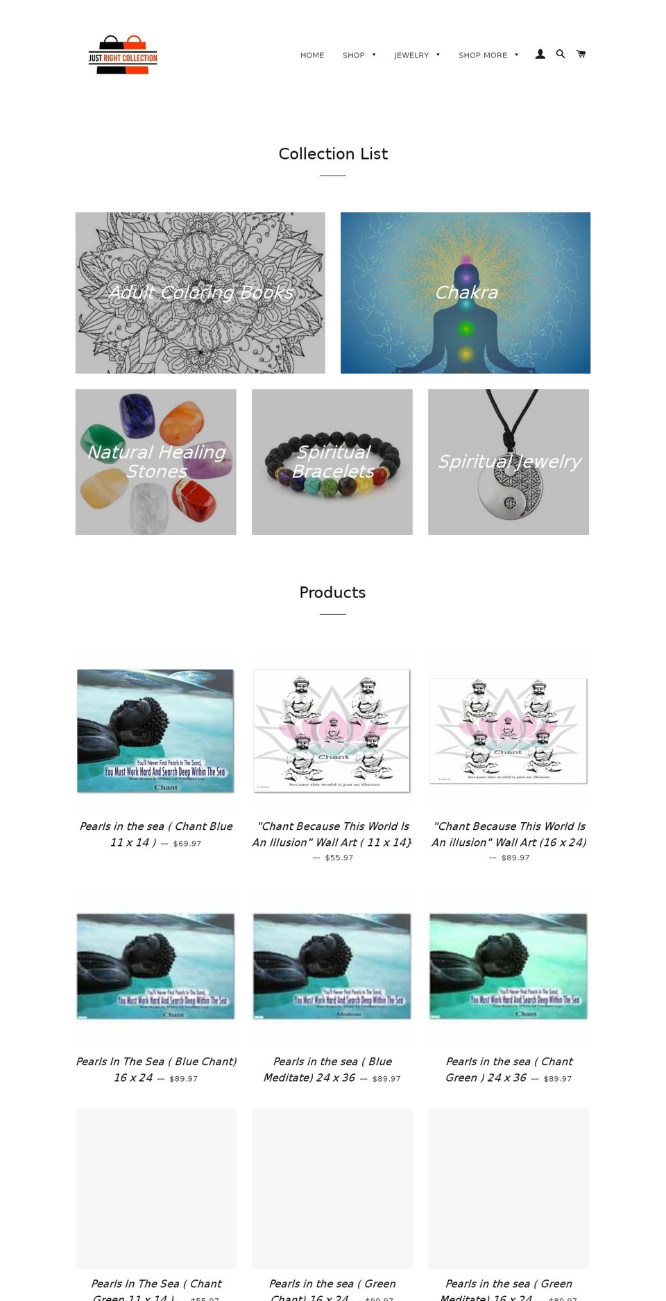 justrightcollection.com — Shopify storefront screenshot