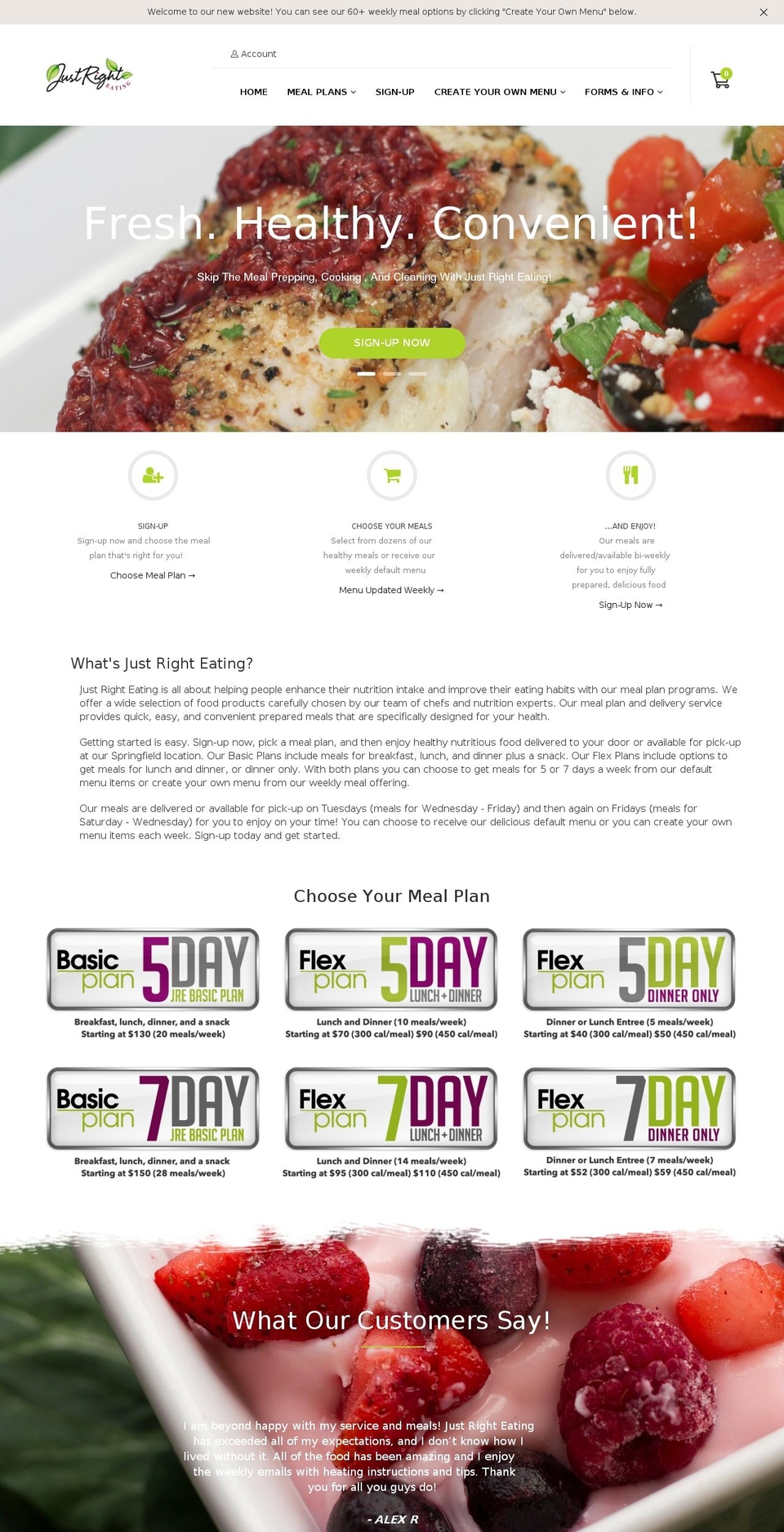 justrighteating.com shopify website screenshot