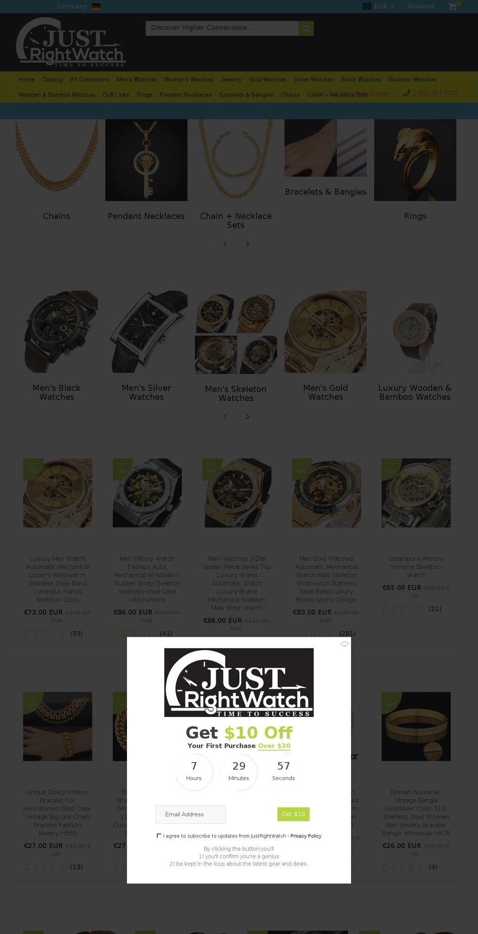 justrightwatch.com — Shopify storefront screenshot