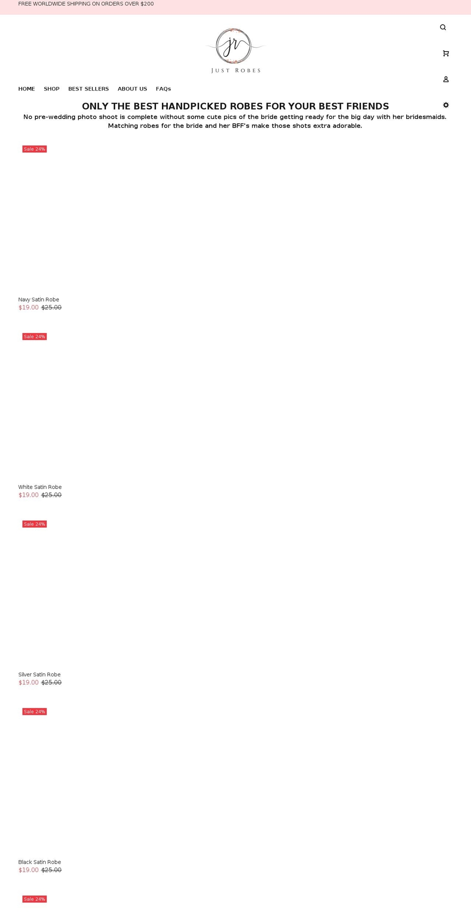 justrobes.com shopify website screenshot