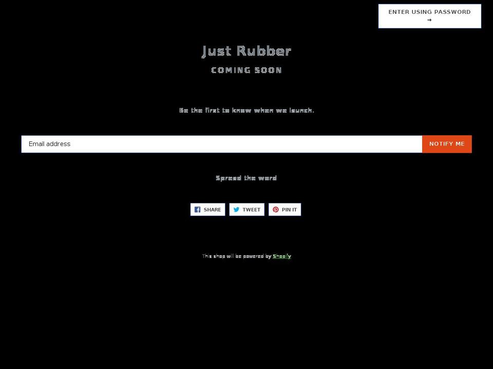 justrubber.com shopify website screenshot