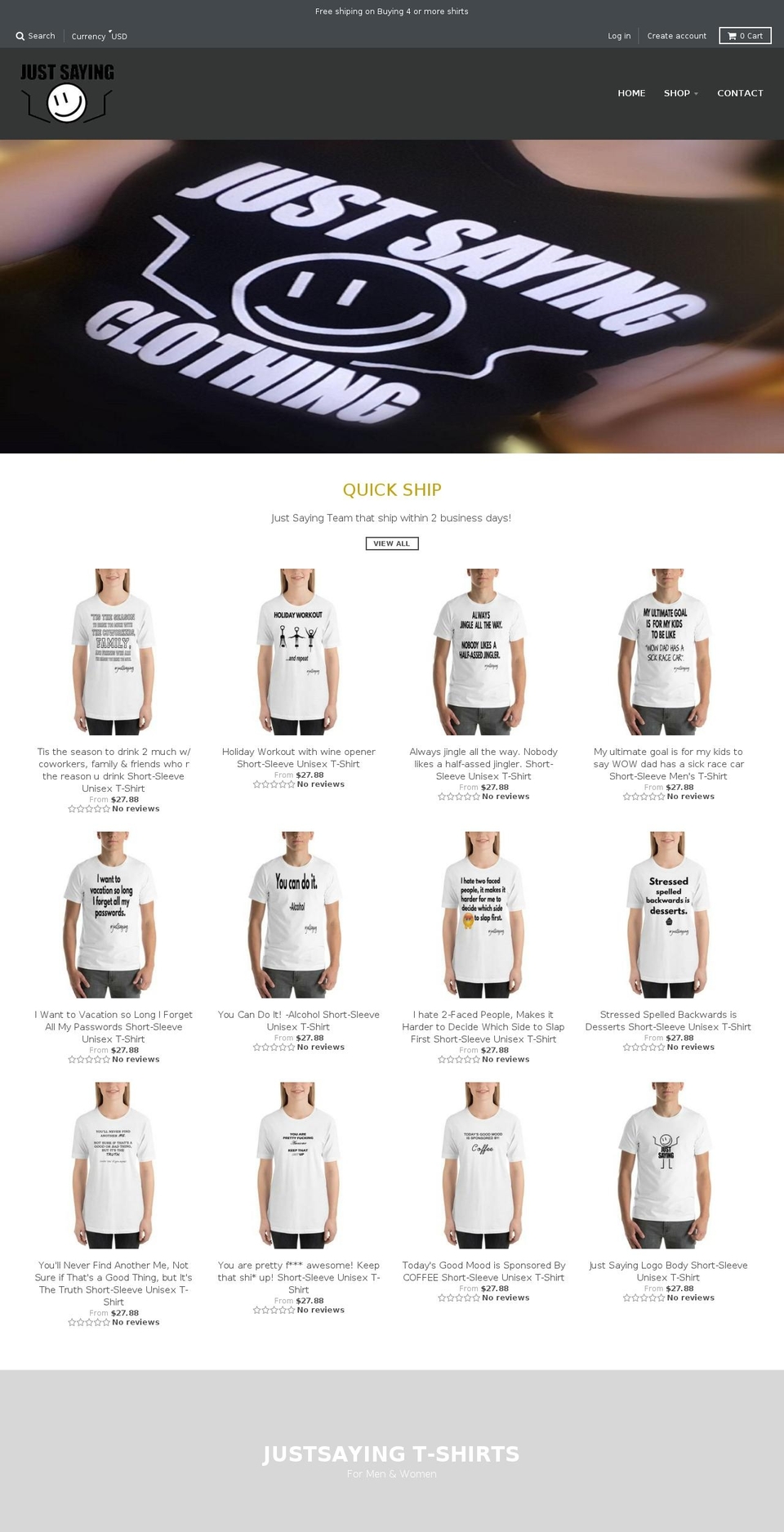 justsayingclothing.com — Shopify storefront screenshot