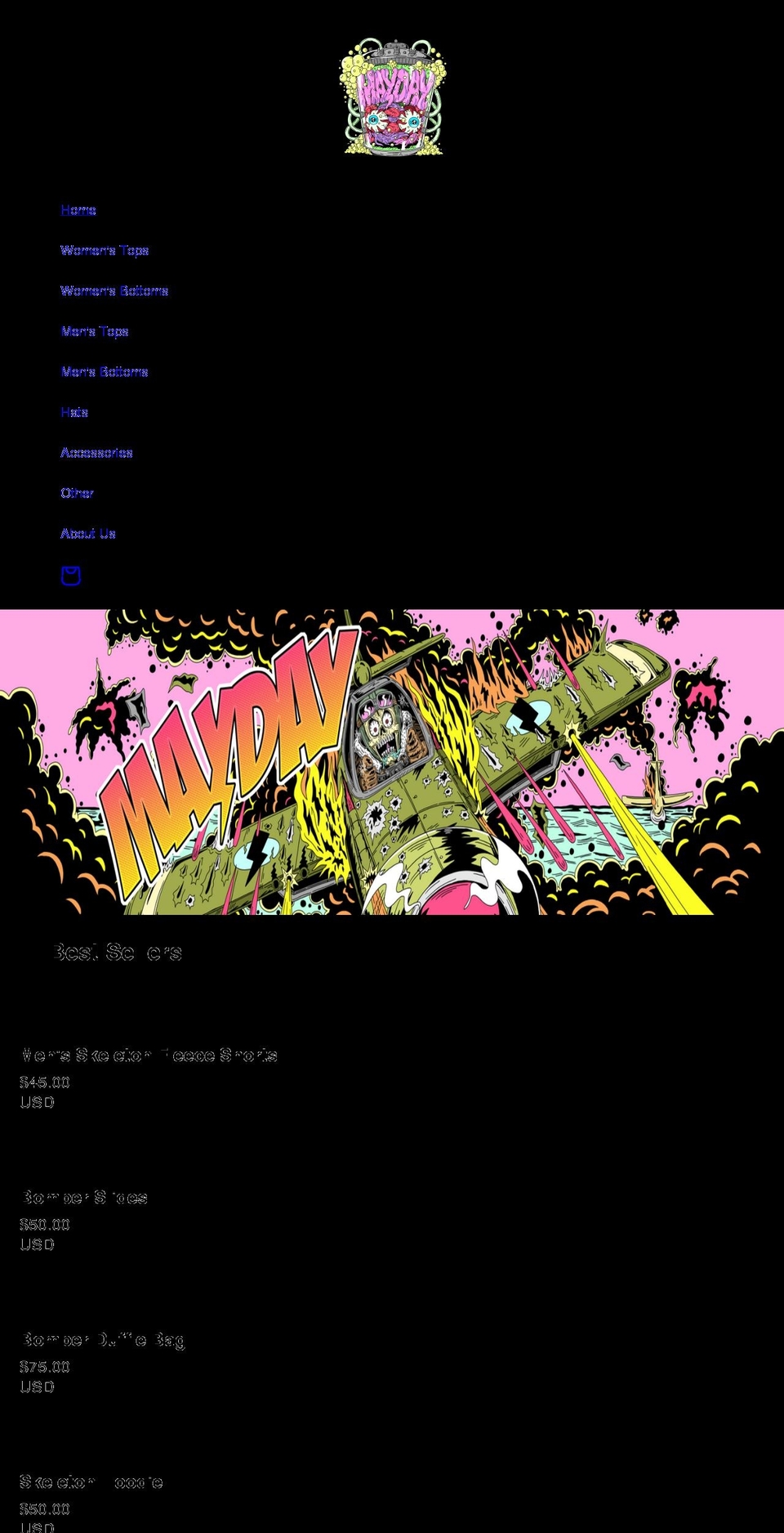 justsaymayday.com shopify website screenshot