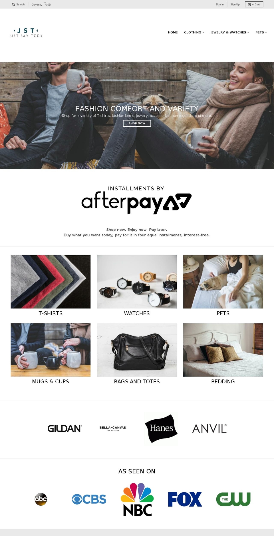 justsaytees.com — Shopify storefront screenshot