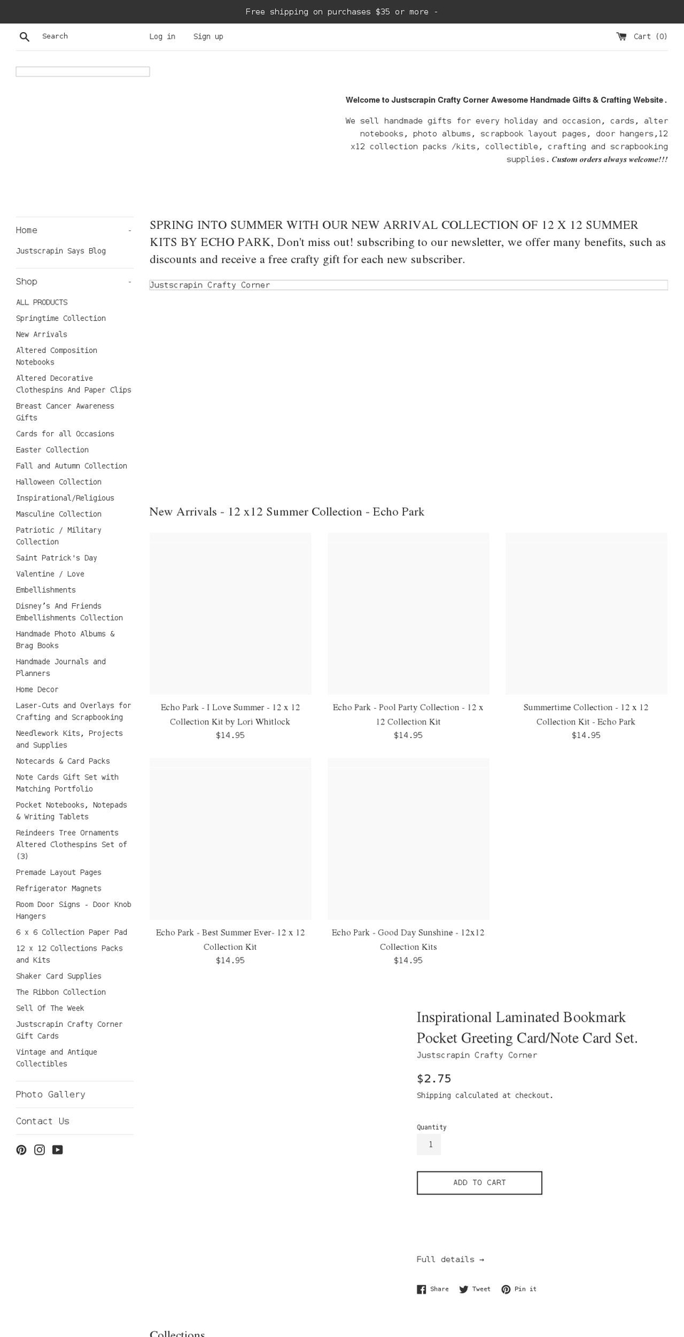 justscrapincraftcorner.com shopify website screenshot