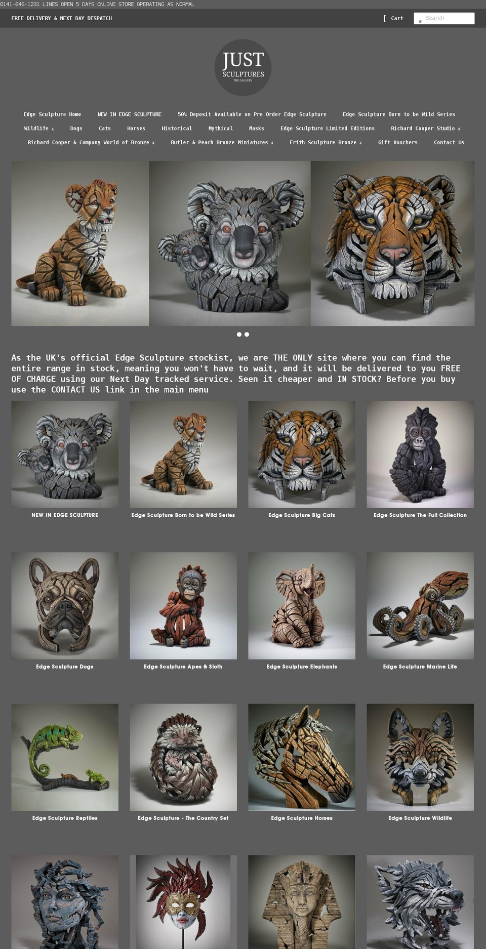 justsculptures.com shopify website screenshot