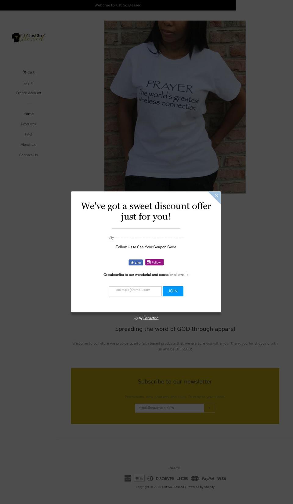 justsoblessed.com — Shopify storefront screenshot