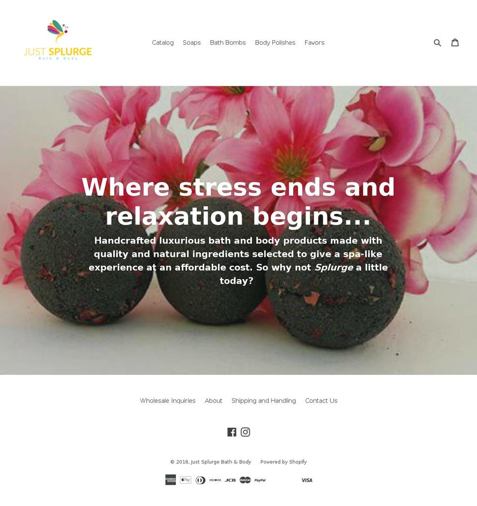 justsplurgesoaps.com — Shopify storefront screenshot