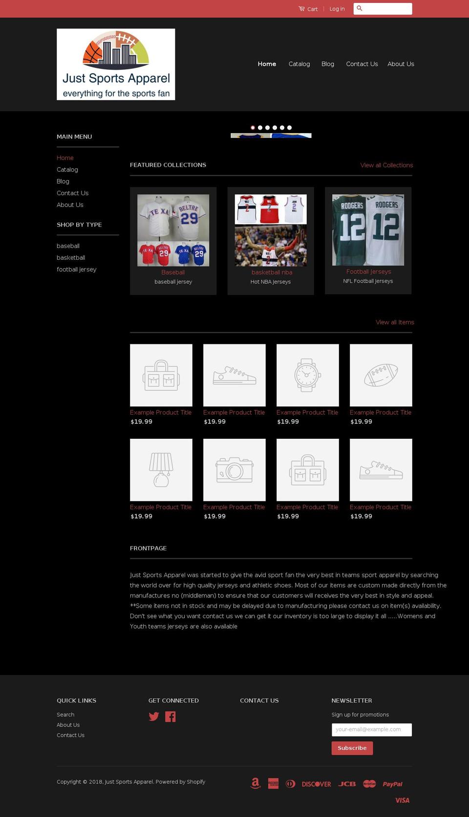 justsportsapparel.com shopify website screenshot