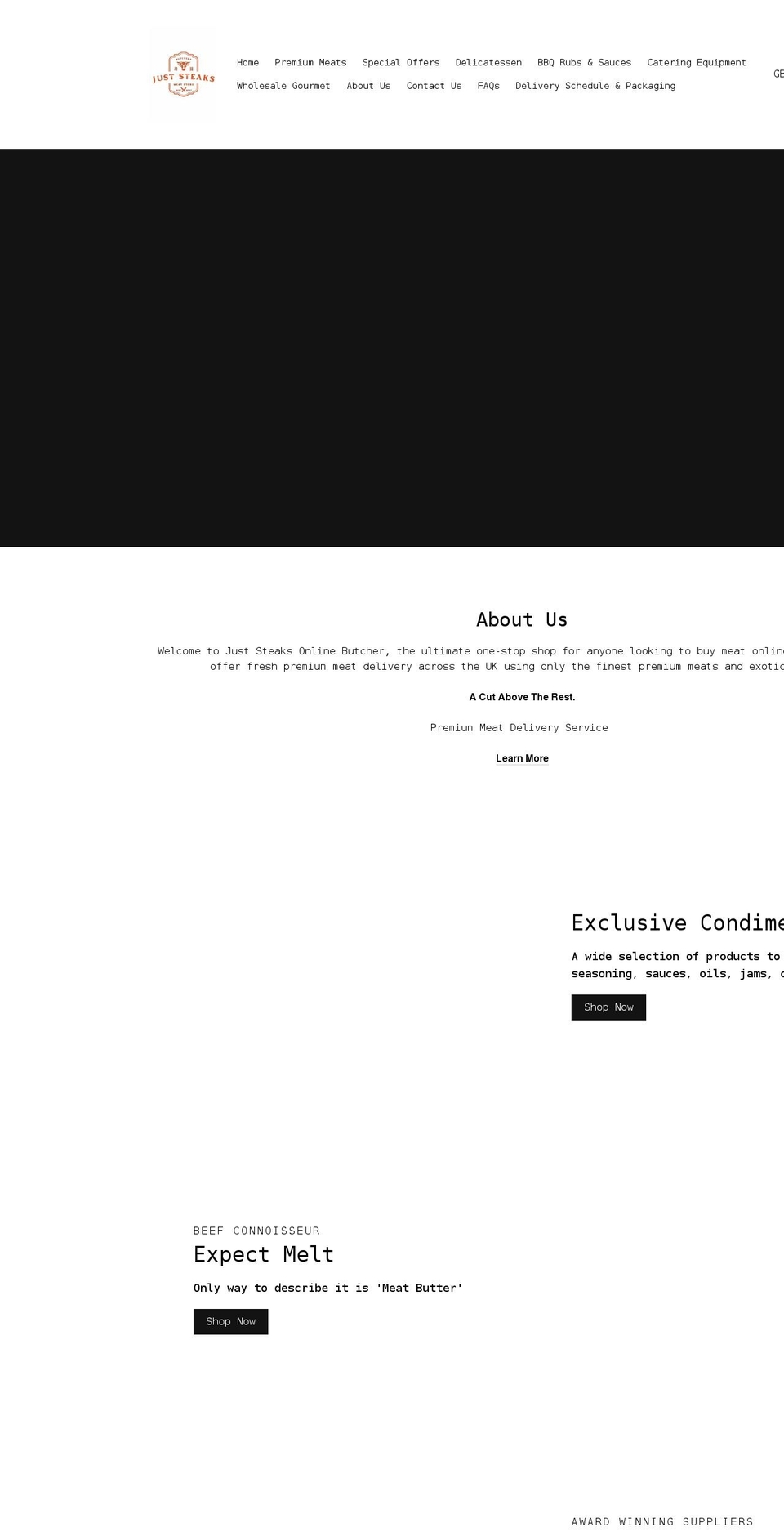 juststeaks.store shopify website screenshot