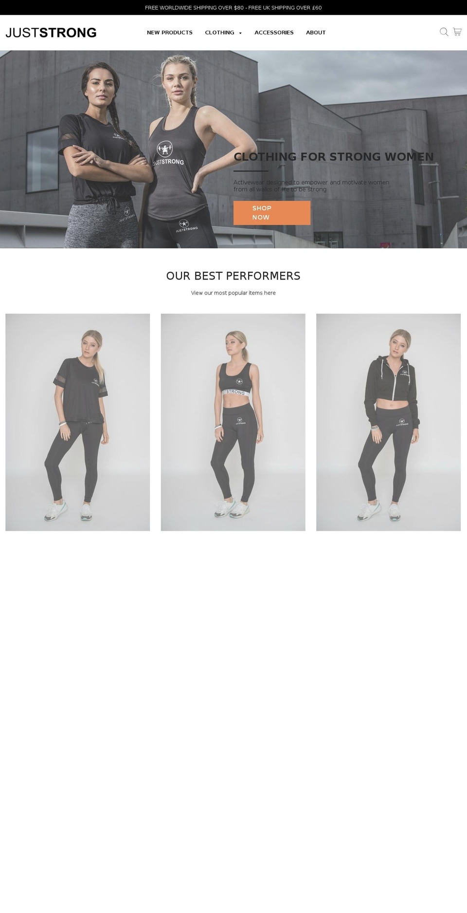 juststrong.com — Shopify storefront screenshot