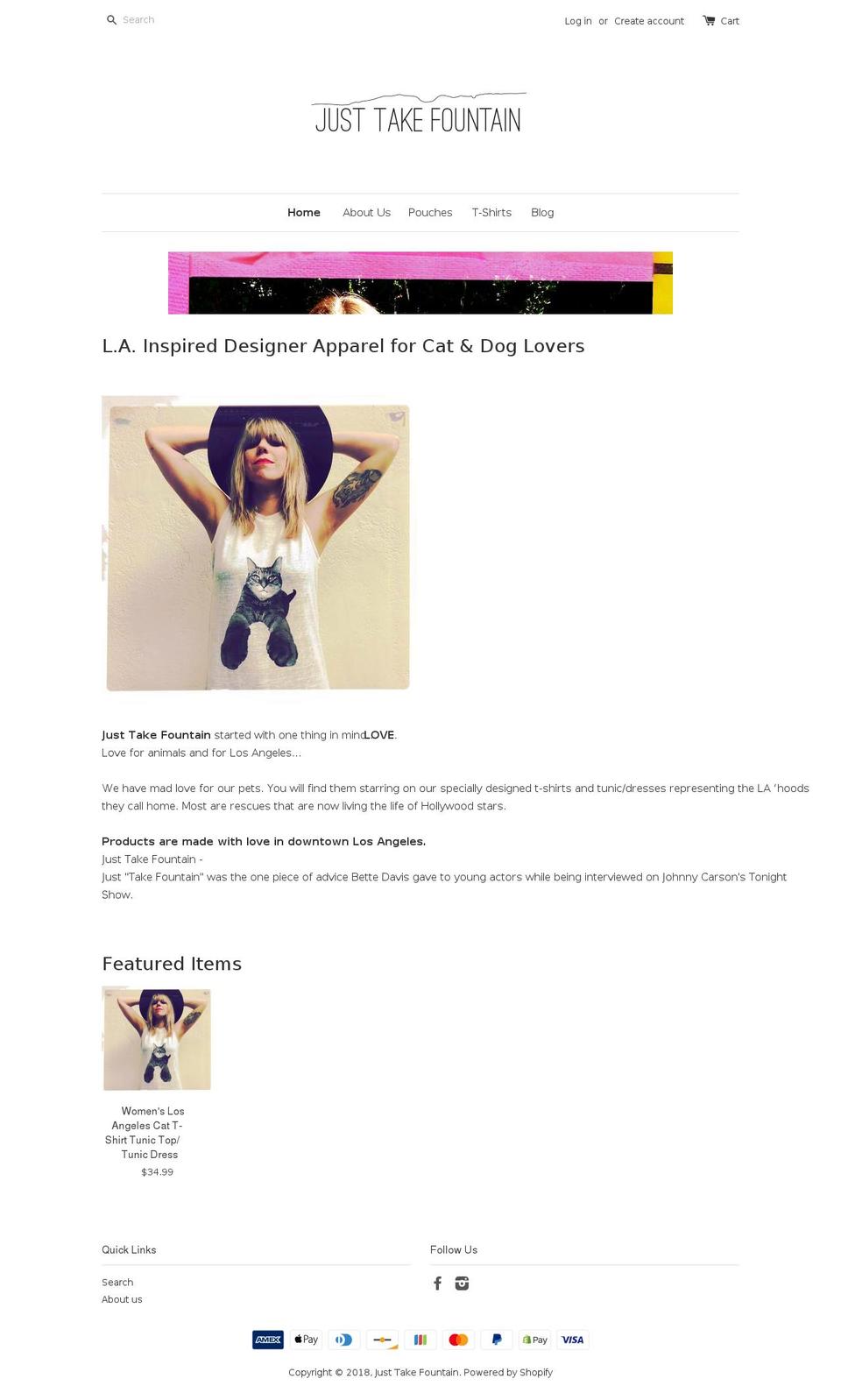 justtakefountain.com — Shopify storefront screenshot