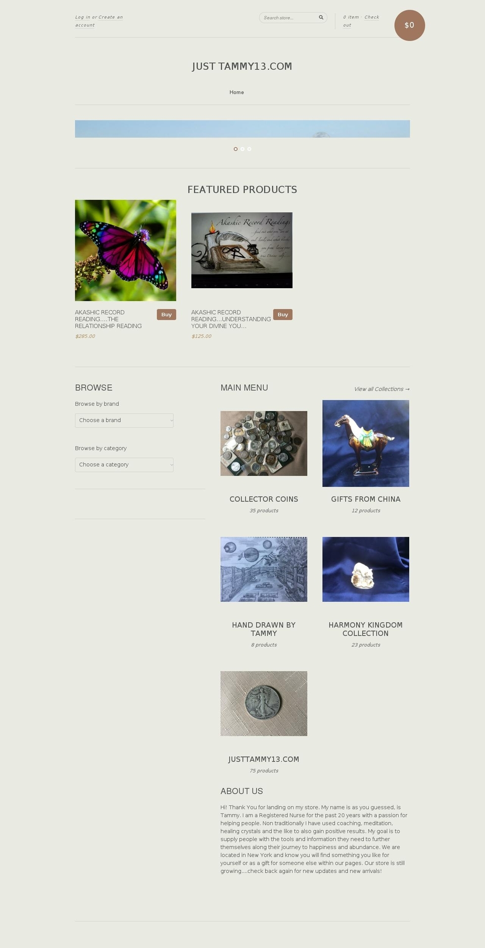 justtammy13.com — Shopify storefront screenshot