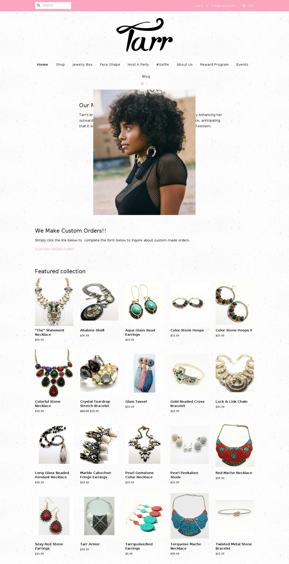 justtarr.com shopify website screenshot