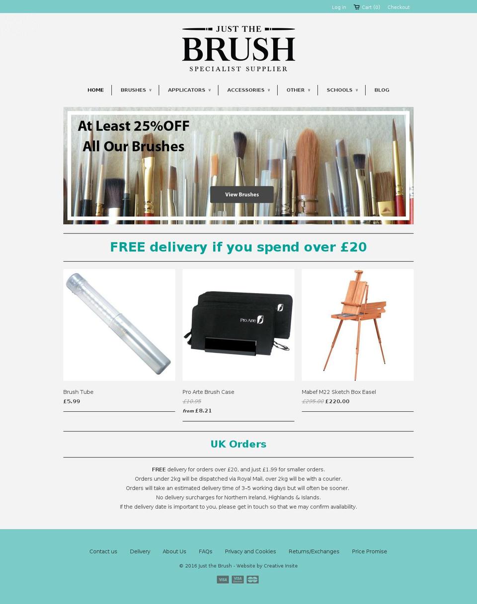 justthebrush.co.uk shopify website screenshot