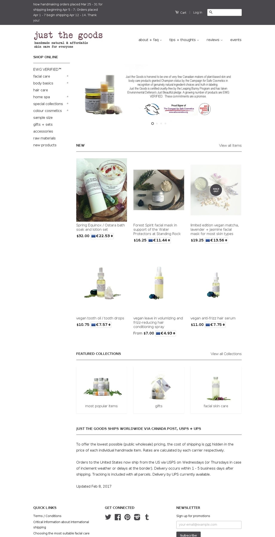 justthegoods.net shopify website screenshot