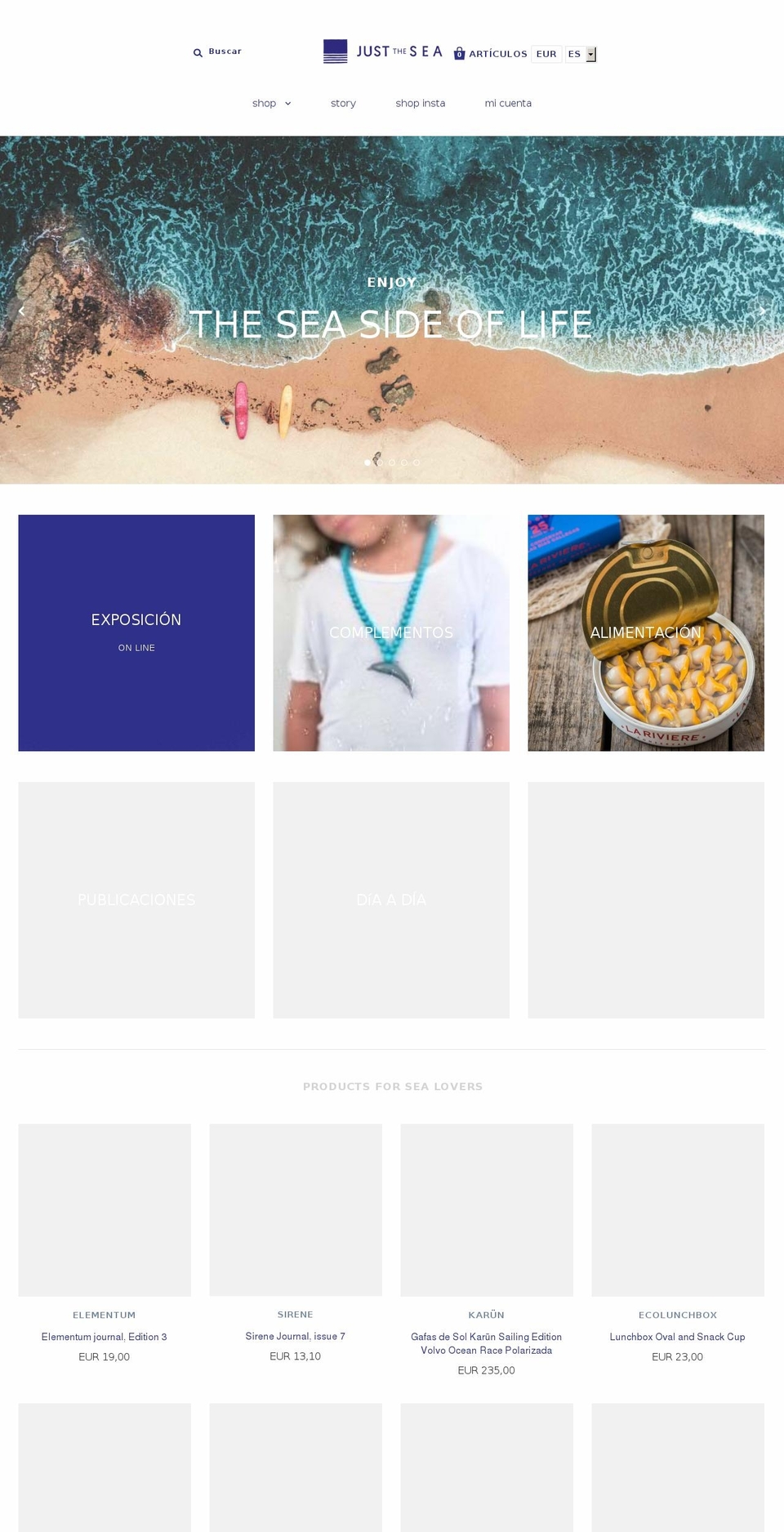 justthesea.com shopify website screenshot