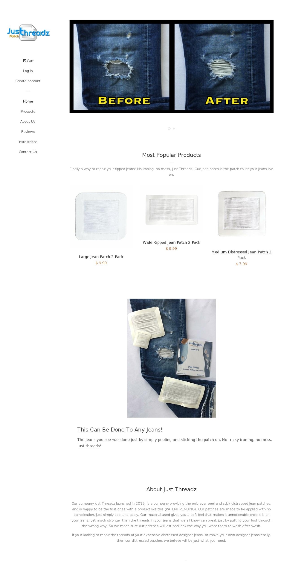 justthreadspatch.com — Shopify storefront screenshot