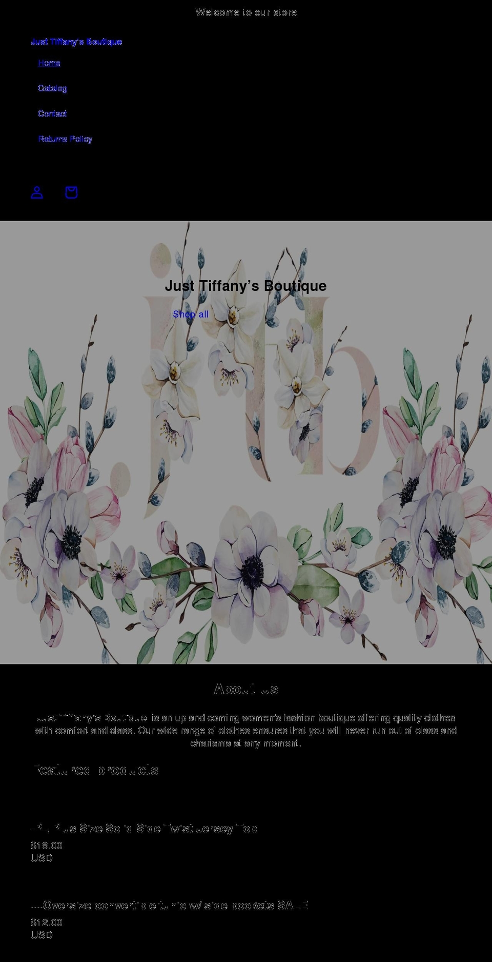 justtiffanys.com shopify website screenshot
