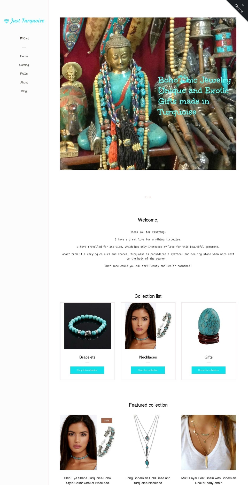 justturquoise.com shopify website screenshot