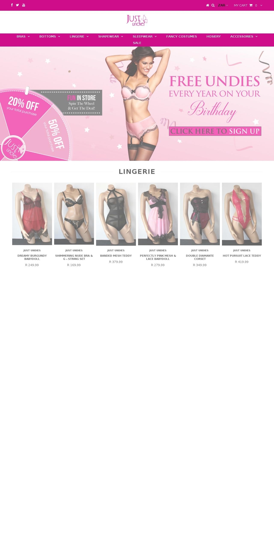 justundies.com shopify website screenshot