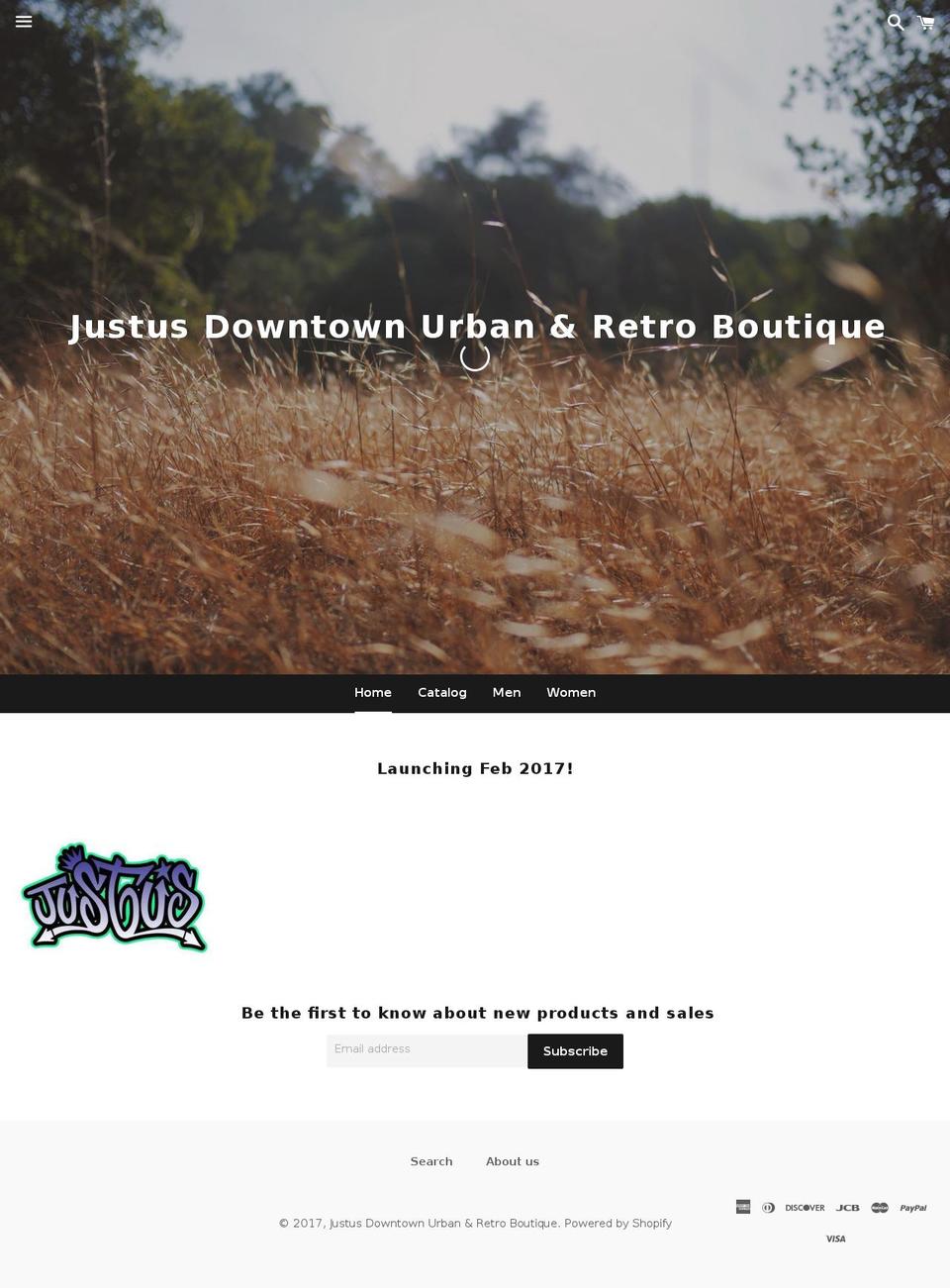 justusdowntown.com shopify website screenshot