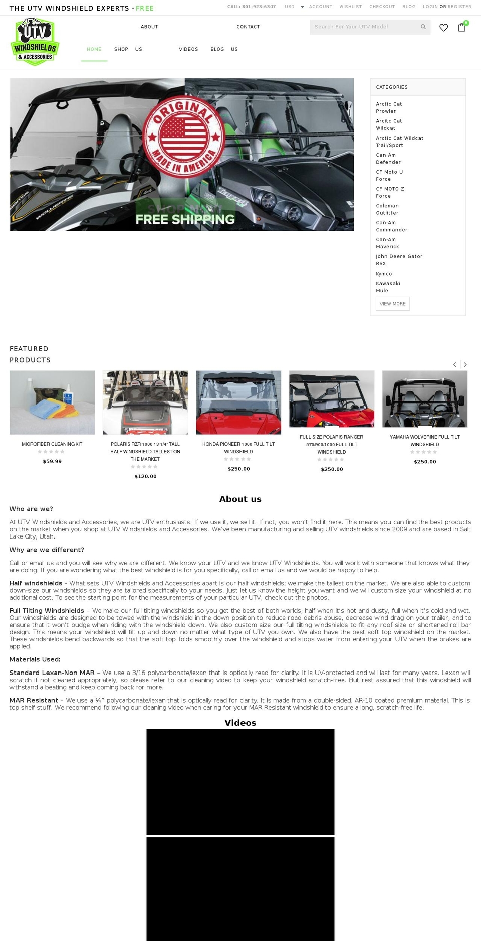 UTV THEME Shopify theme site example justutvs.com