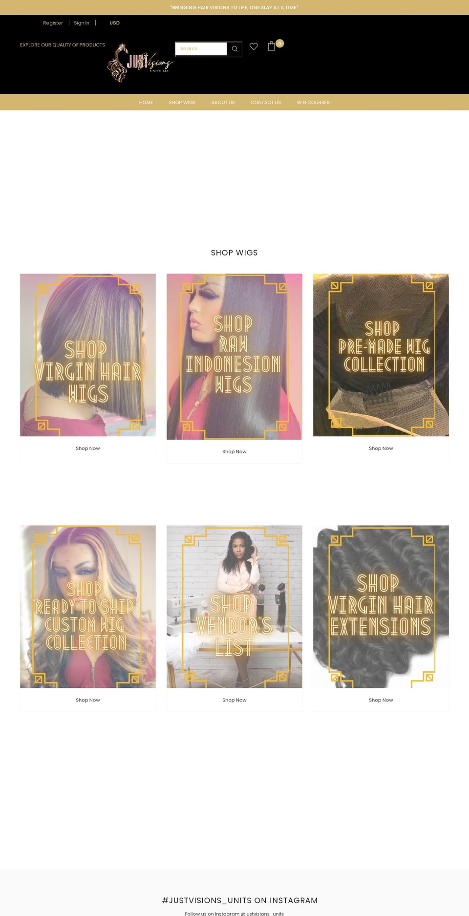 justvisionsunits.com shopify website screenshot