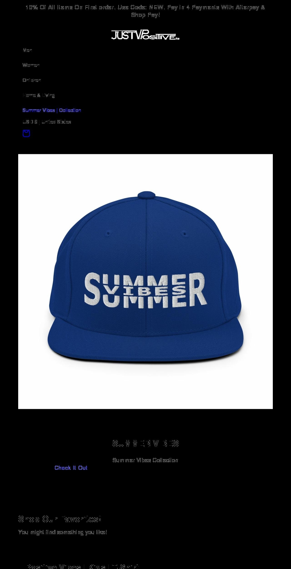 justvpositive.com shopify website screenshot