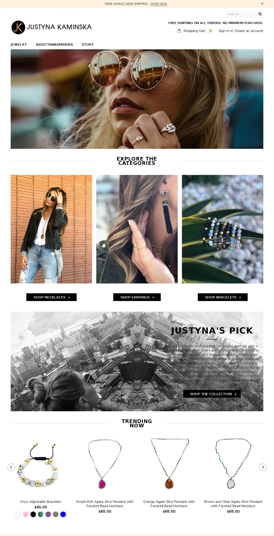 justynakaminska.com shopify website screenshot