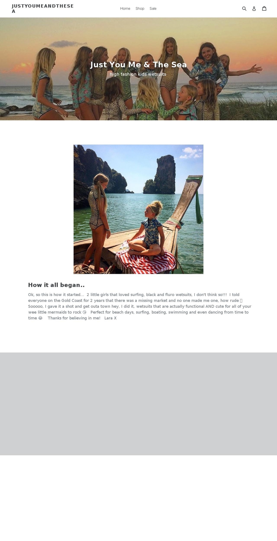 justyoumeandthesea.com — Shopify storefront screenshot