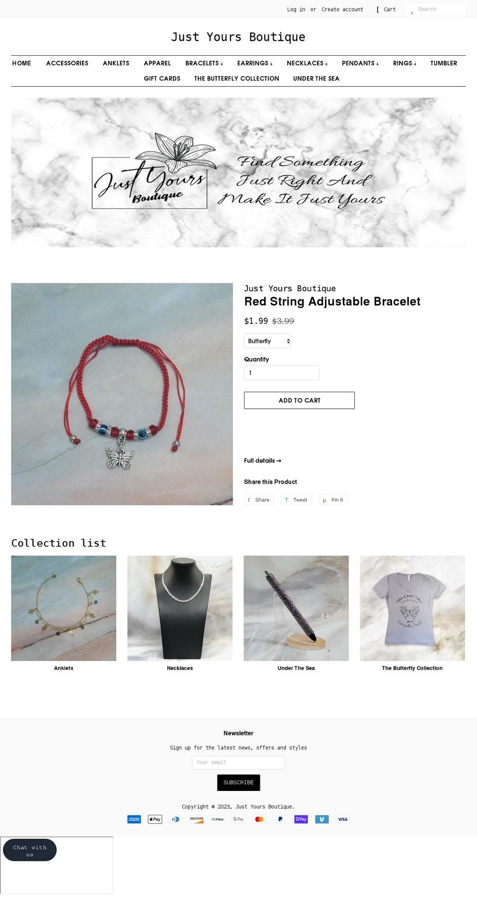 justyoursboutique.com shopify website screenshot