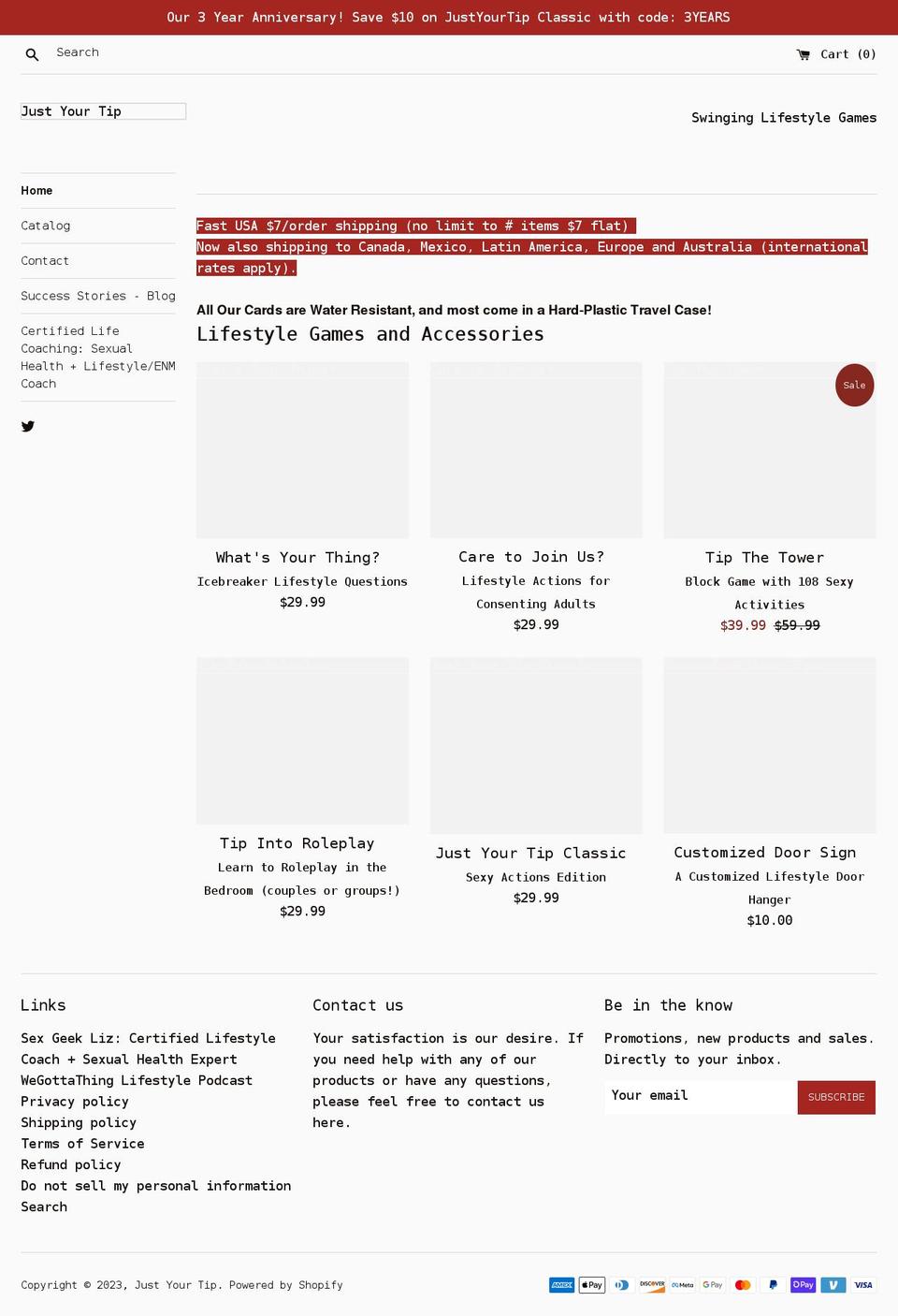 justyourtip.com shopify website screenshot