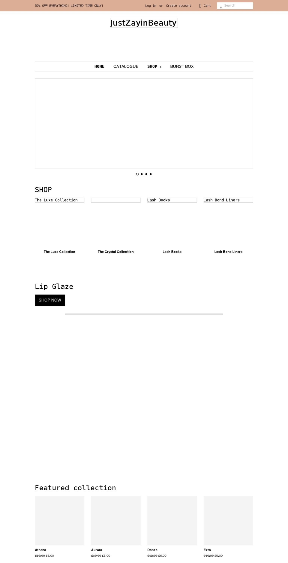 justzayinbeauty.com shopify website screenshot