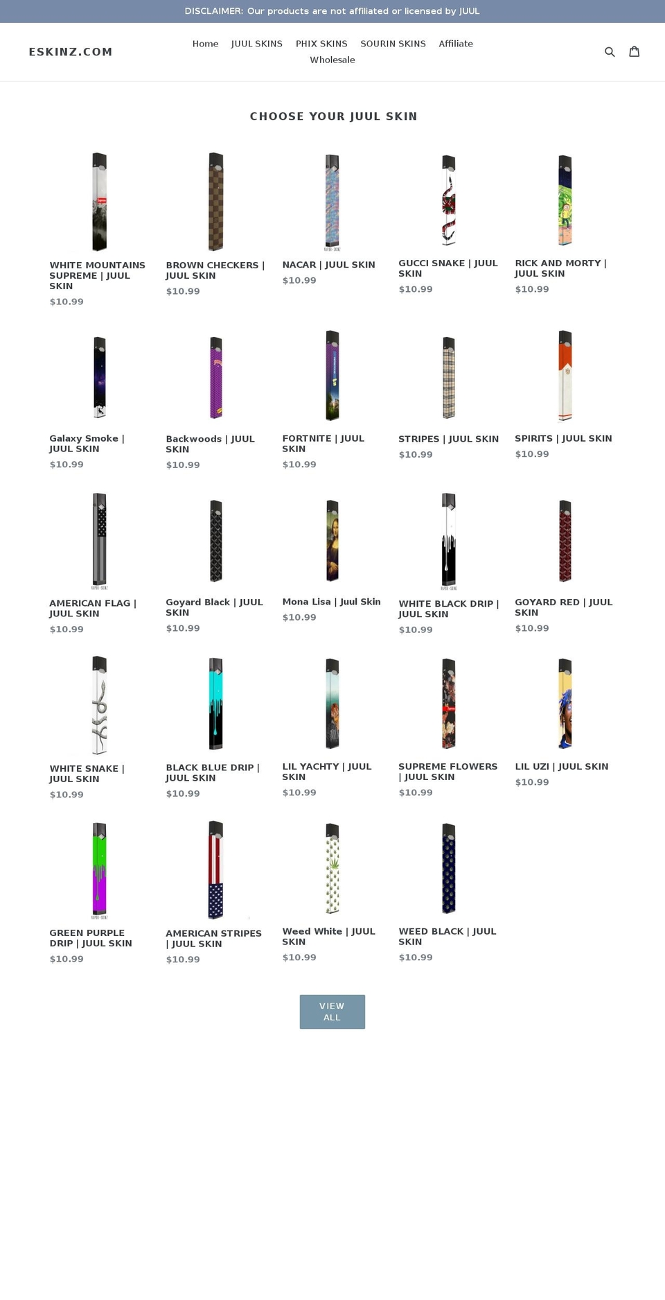 juulskinz.com shopify website screenshot