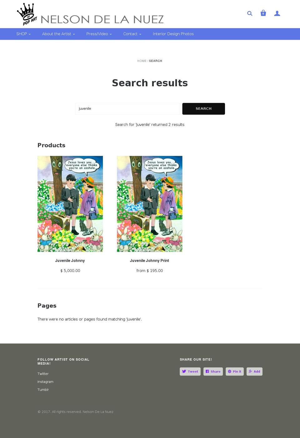 juvenilejohnny.com shopify website screenshot