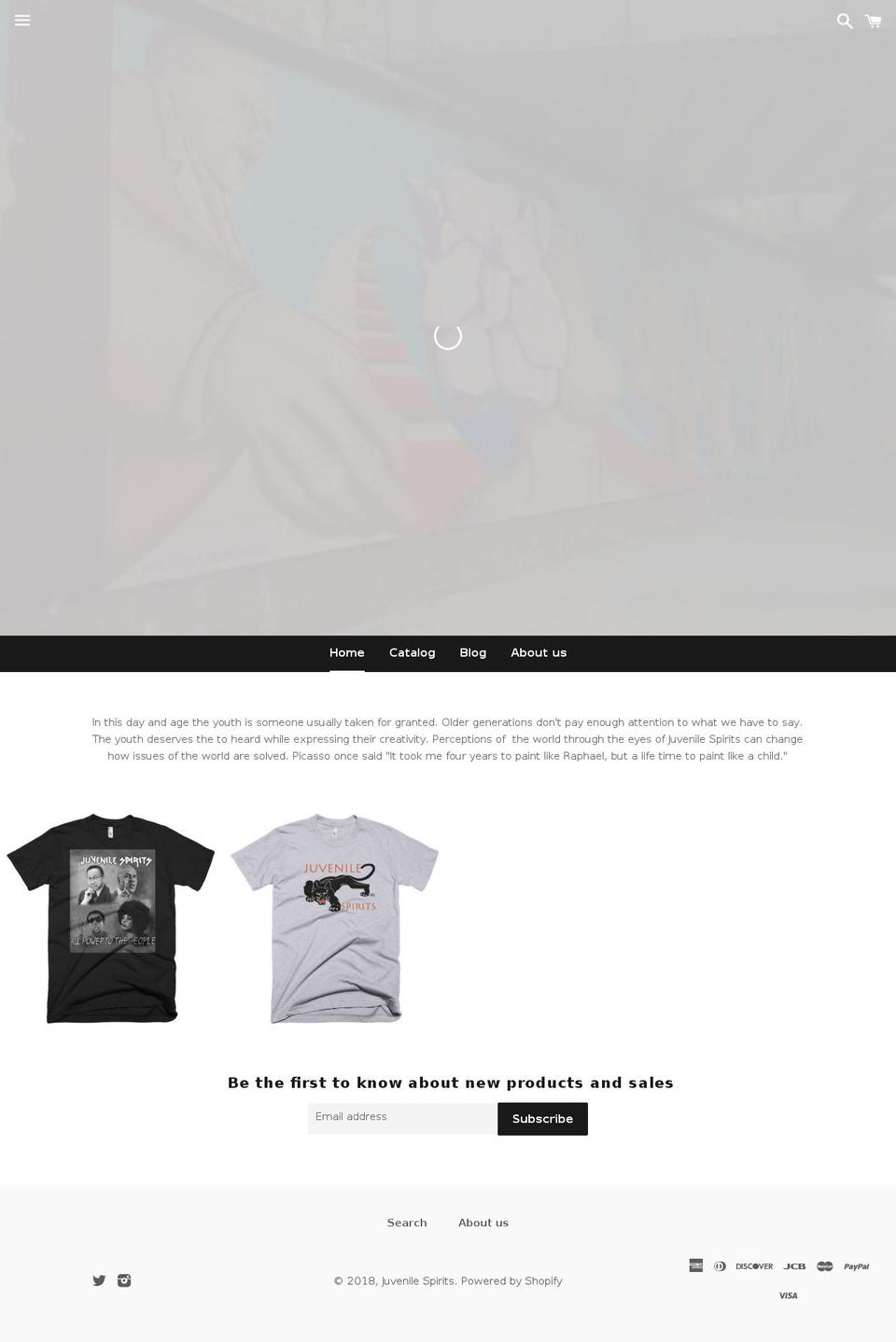 juvenilespirits.com — Shopify storefront screenshot