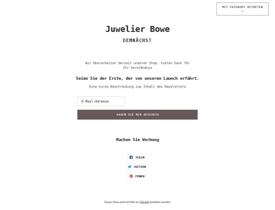 juwelierbowe-shop.de shopify website screenshot