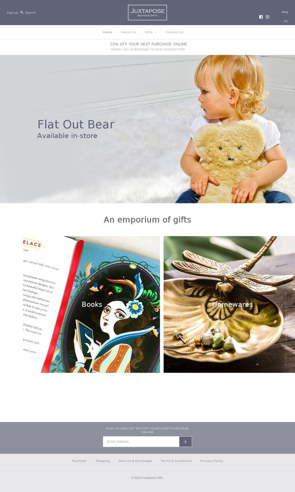 juxtaposegifts.com.au shopify website screenshot