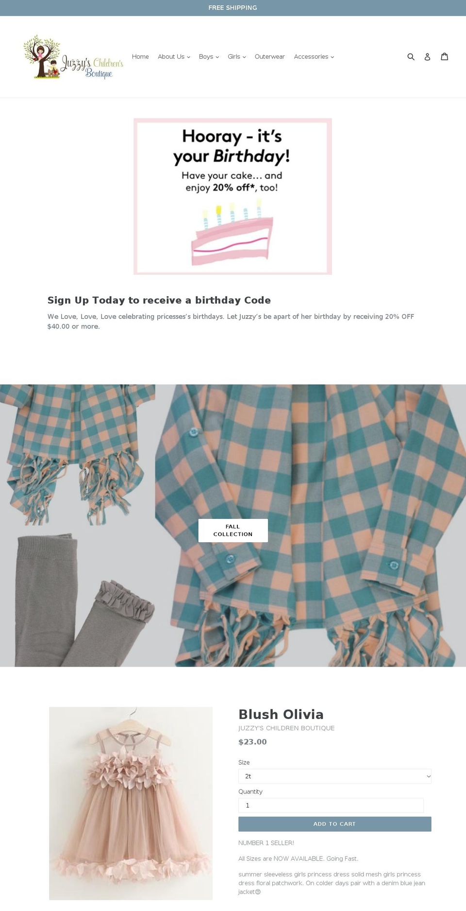 juzzyschildrenboutique.com — Shopify storefront screenshot