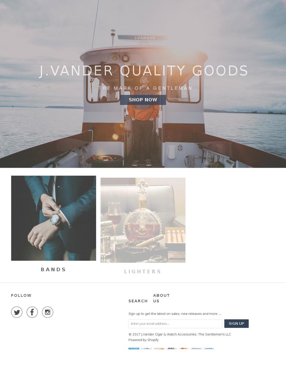 jvander.com shopify website screenshot