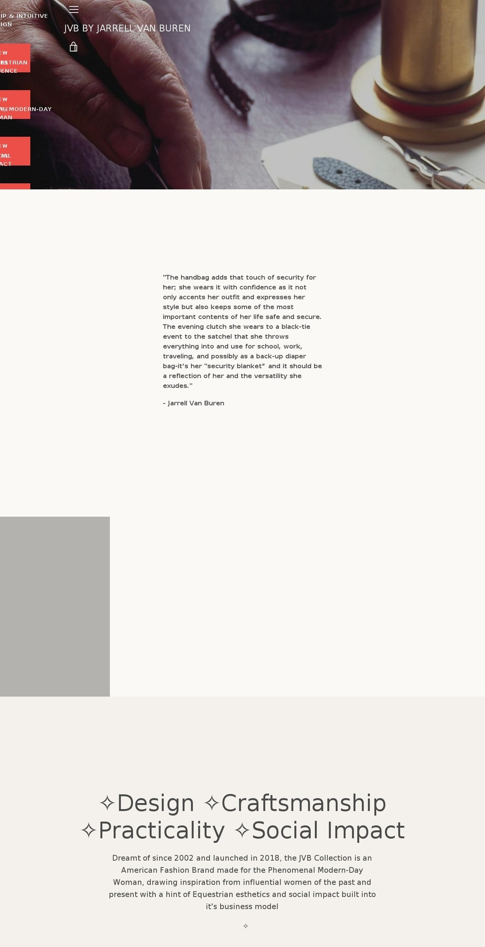 jvbcollection.com — Shopify storefront screenshot