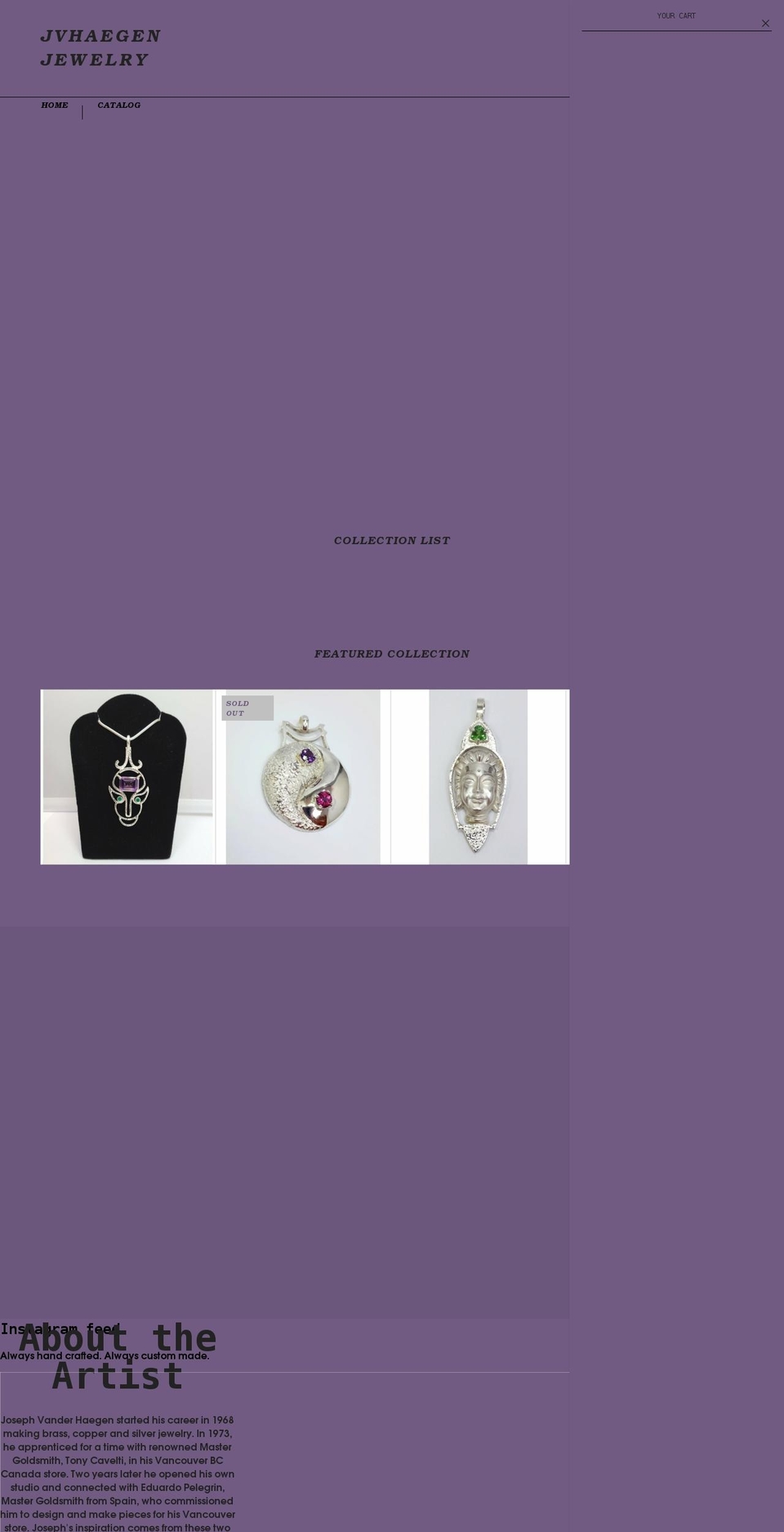 jvhaegenjewelry.com — Shopify storefront screenshot