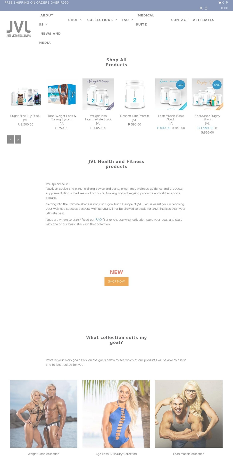 jvl.co.za shopify website screenshot