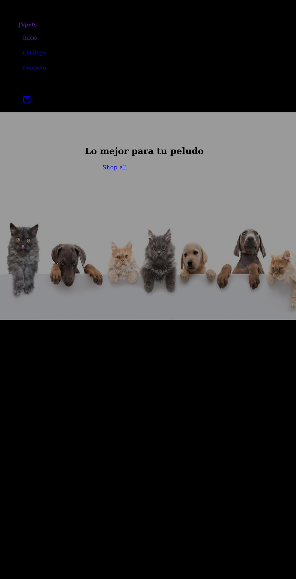 jvpets.com shopify website screenshot