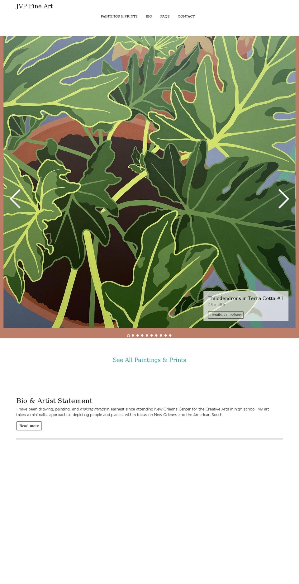 jvpfineart.com shopify website screenshot