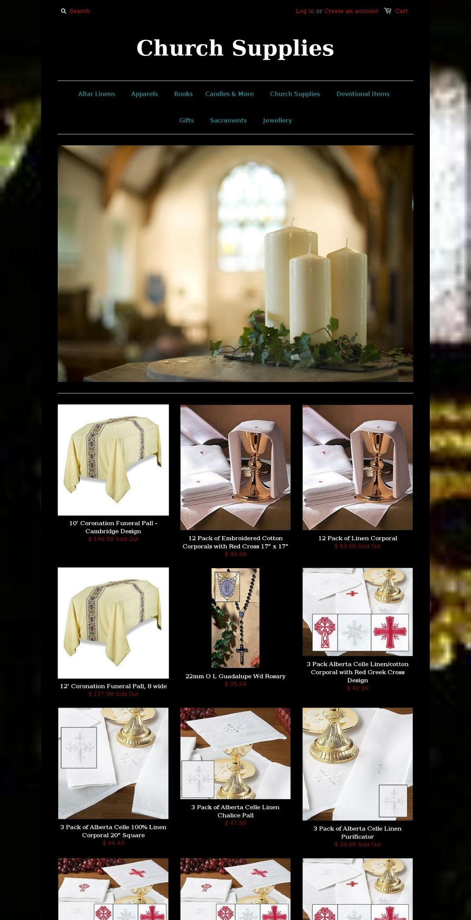 jvwchurchsupply.com shopify website screenshot