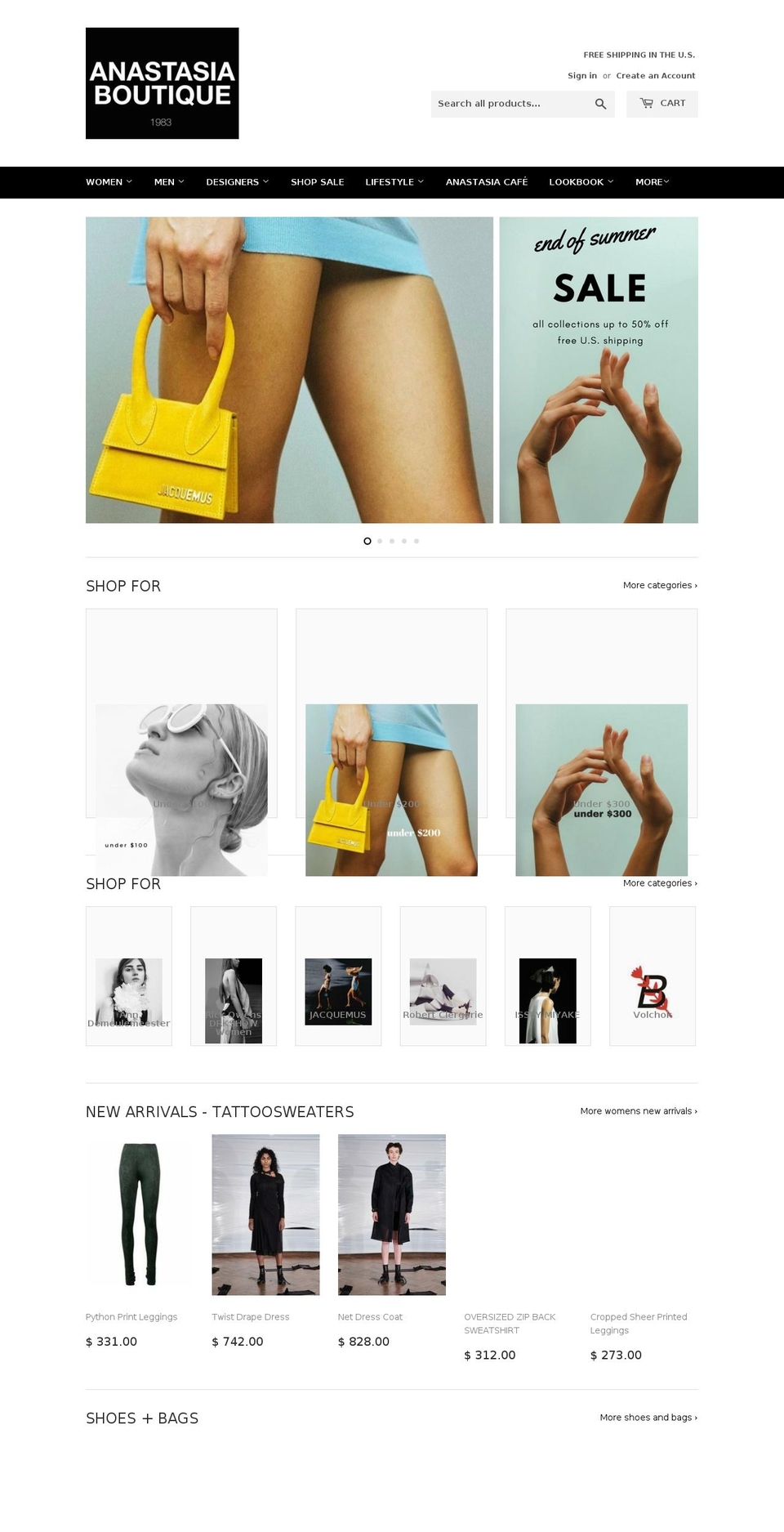 jwandersonclothing.com — Shopify storefront screenshot